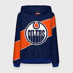 Толстовка-худи женская Эдмонтон Ойлерз Edmonton Oilers NHL, цвет: 3D-синий