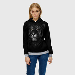 Толстовка-худи женская Голова хищного тигра, цвет: 3D-меланж — фото 2