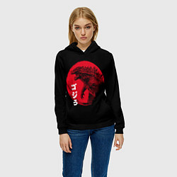 Толстовка-худи женская ГОДЗИЛА, ИЕРОГЛИФЫ, цвет: 3D-черный — фото 2