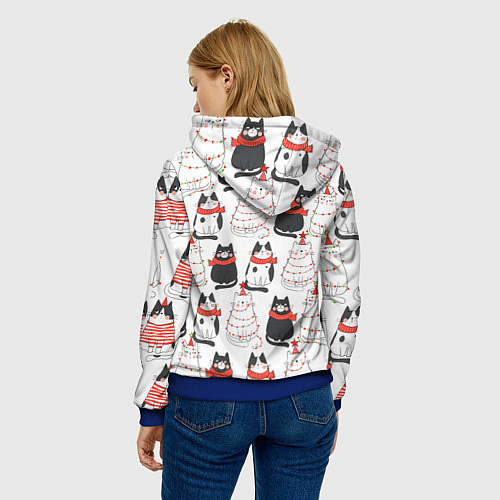 Женская толстовка НОВОГОДНИЕ КОТИКИ 2022 / 3D-Синий – фото 4