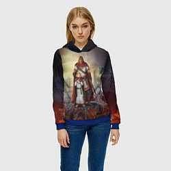 Толстовка-худи женская Славянский Воин Защитник, цвет: 3D-синий — фото 2