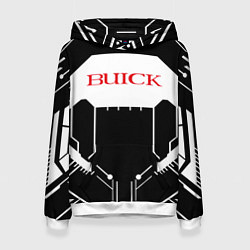 Толстовка-худи женская Buick Лого Эмблема спина, цвет: 3D-белый