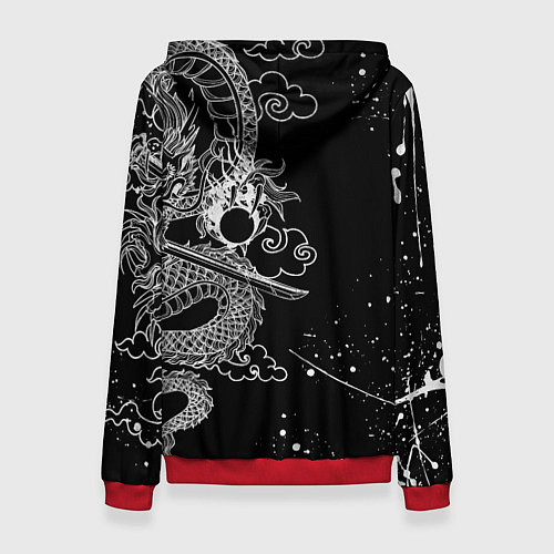 Женская толстовка БЕЛЫЙ ДРАКОН ЯПОНИЯ WHITE DRAGON / 3D-Красный – фото 2