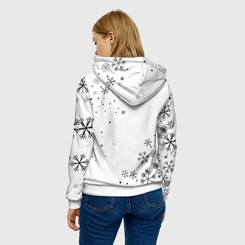 Женская толстовка Новогодний тигр летящие снежинки / 3D-Белый – фото 4