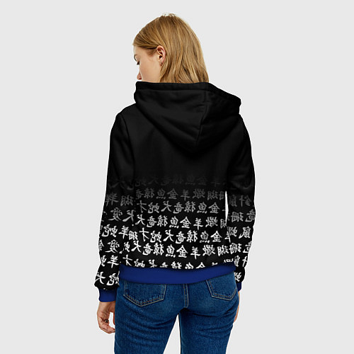 Женская толстовка GENSHIN IMPACT SENPAI ИЕРОИГЛИФЫ / 3D-Синий – фото 4