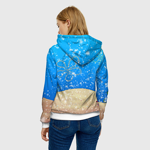 Женская толстовка НОВОГОДНИЙ ГУБКА БОБ КВАДРАТНЫЕ ШТАНЫ / 3D-Белый – фото 4