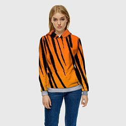 Толстовка-худи женская Шкура тигра диагональ, цвет: 3D-меланж — фото 2