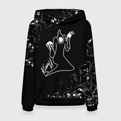 Толстовка-худи женская KIZARU ПРИЗРАК ЛОГО БЕЛЫЙ, цвет: 3D-черный