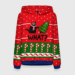 Толстовка-худи женская WHAT КОТИК CAT, цвет: 3D-синий