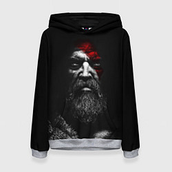 Толстовка-худи женская ЛИЦО КРАТОСА, БОГ ВОЙНЫ GOD OF WAR, цвет: 3D-меланж