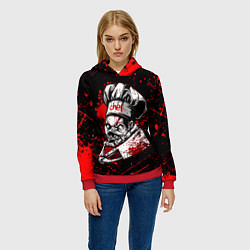 Толстовка-худи женская DOTA 2 PUDGE, БРЫЗГИ КРАСОК, цвет: 3D-красный — фото 2
