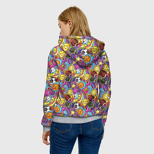 Женская толстовка Разный спорт в мультяшном стиле / 3D-Меланж – фото 4
