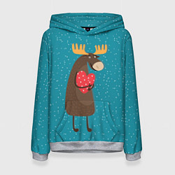 Женская толстовка Душевный лось с сердцем