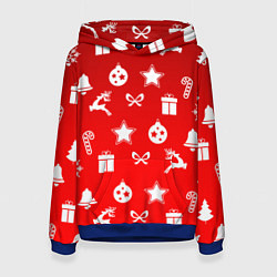 Женская толстовка Новогодний узор красный градиент