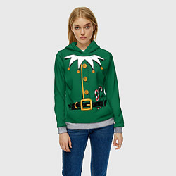 Толстовка-худи женская Christmas Elf Outfit, цвет: 3D-меланж — фото 2