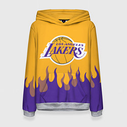 Толстовка-худи женская LA LAKERS NBA FIRE ЛЕЙКЕРС ОГОНЬ, цвет: 3D-меланж