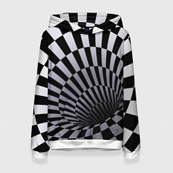 Женская толстовка Оптическая Иллюзия, черно-белая