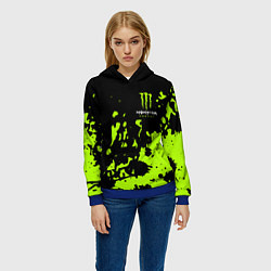 Толстовка-худи женская Monster Energy green, цвет: 3D-синий — фото 2