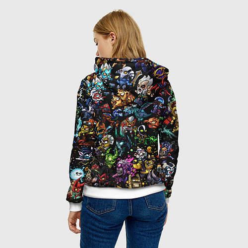 Женская толстовка DOTA 2 ВСЕ ПЕРСОНАЖИ В ЦВЕТЕ / 3D-Белый – фото 4