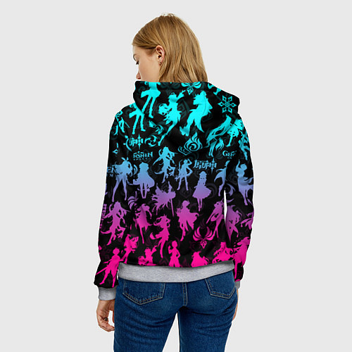 Женская толстовка ГЕНШИН ИМПАКТ НЕОН ПЕРСОНАЖИ ИГРЫ GENSHIN IM ACT L / 3D-Меланж – фото 4