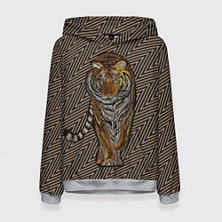 Толстовка-худи женская Благородный тигр, цвет: 3D-меланж