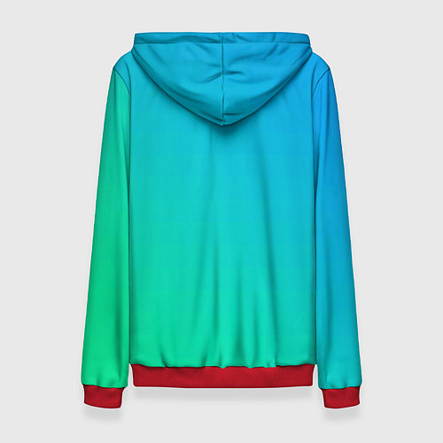 Женская толстовка Бирюзовый градиент В небольшую клеточку / 3D-Красный – фото 2