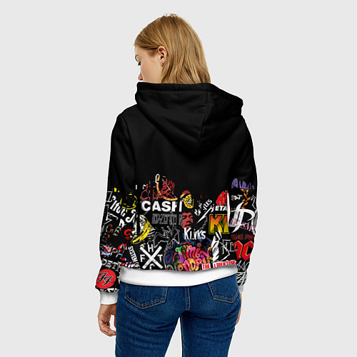 Женская толстовка КОРОЛЬ И ШУТ ЛОГОТИПЫ РОК ГРУПП / 3D-Белый – фото 4