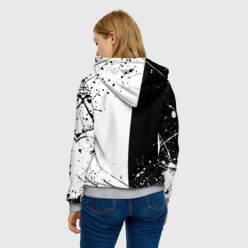 Женская толстовка WARFRAME STALKER BLACK WHITE СТАЛКЕР / 3D-Меланж – фото 4