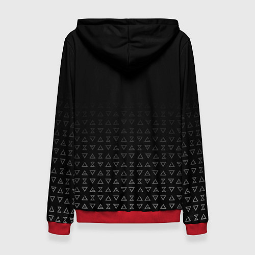 Женская толстовка БЕЛЫЙ ВОЛК ВЕДЬМАК ЗНАКИ ВЕДЬМАКА / 3D-Красный – фото 2