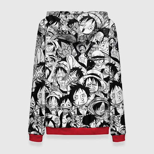 Женская толстовка МАНКИ Д ЛУФФИ ЧЁРНО БЕЛЫЙ / 3D-Красный – фото 2