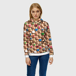 Толстовка-худи женская Попки, цвет: 3D-белый — фото 2