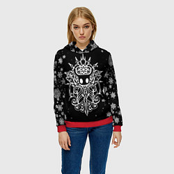 Толстовка-худи женская НОВОГОДНИЙ HOLLOW KNIGHT ЧЁРНЫЙ, цвет: 3D-красный — фото 2