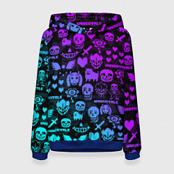 Толстовка-худи женская UNDERTALE NEON PATTERN УЗОР, цвет: 3D-синий