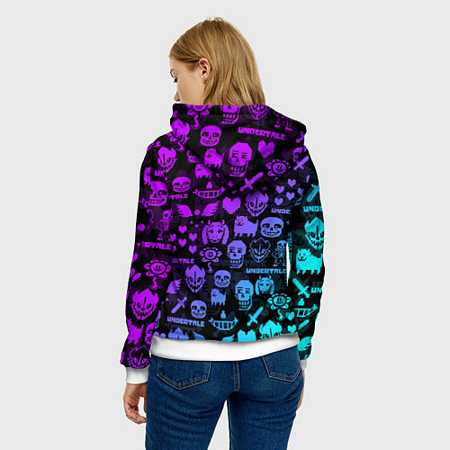 Женская толстовка UNDERTALE NEON PATTERN УЗОР / 3D-Белый – фото 4