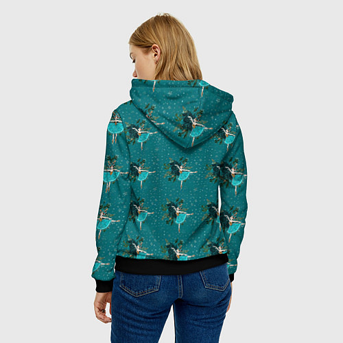 Женская толстовка Балерина Новый год / 3D-Черный – фото 4