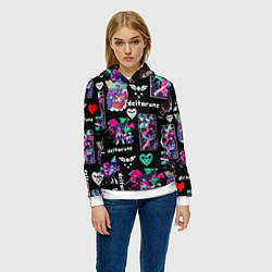 Толстовка-худи женская DELTARUNE PATTERN ART ГЕРОИ ДЕЛЬТАРУН, цвет: 3D-белый — фото 2