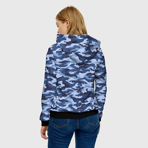 Женская толстовка Синий Камуфляж Camouflage / 3D-Черный – фото 4