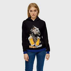 Толстовка-худи женская Пивозавр 1, цвет: 3D-синий — фото 2