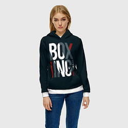 Толстовка-худи женская Бокс - Boxing, цвет: 3D-белый — фото 2