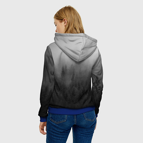 Женская толстовка ТУМАННЫЙ ЛЕС - МРАЧНЫЙ / 3D-Синий – фото 4