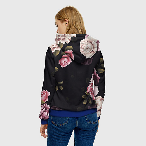 Женская толстовка РОЗЫ И ПИОНЫ / 3D-Синий – фото 4