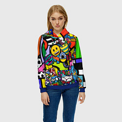 Толстовка-худи женская Romero Britto - emoji, цвет: 3D-синий — фото 2