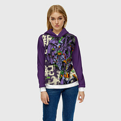 Толстовка-худи женская Evangelion Eva-01, цвет: 3D-белый — фото 2