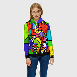 Толстовка-худи женская Romero Britto - love you, цвет: 3D-черный — фото 2