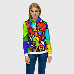 Толстовка-худи женская Romero Britto - love you, цвет: 3D-белый — фото 2