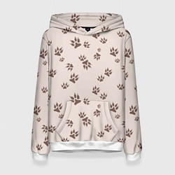 Женская толстовка Бежевый паттерн лапки