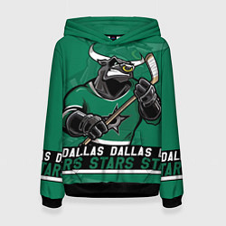 Толстовка-худи женская Dallas Stars, Даллас Старз, цвет: 3D-черный