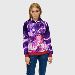 Толстовка-худи женская Genshin Impact - Яэ и Эи, цвет: 3D-красный — фото 2