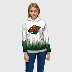 Толстовка-худи женская Minnesota Wild, Миннесота Уайлд Лес, цвет: 3D-меланж — фото 2