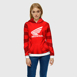 Толстовка-худи женская Honda красные линии, цвет: 3D-белый — фото 2